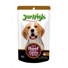 Jerhigh ชนิดเปียก รสเนื้อวัวย่างและแครอทในน้ำเกรวี่ 120 g