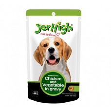 Jerhigh ชนิดเปียก รสเนื้อไก่และผักในน้ำเกรวี่ 120 g