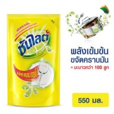 ซันไลต์ Sunlight เลมอน เทอร์โบ ผลิตภัณฑ์น้ำยาล้างจาน ชนิดเติม 550มล.