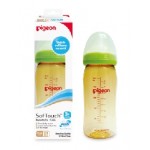 พีเจ้น Pigeon ขวดนม PPSU สีชา จุกซอฟท์ทัช (ฐานกว้าง) ไซส์ M 8 oz. สำหรับ 3 เดือน+