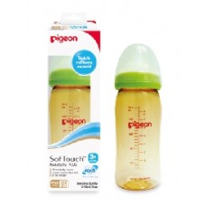 พีเจ้น Pigeon ขวดนม PPSU สีชา จุกซอฟท์ทัช (ฐานกว้าง) ไซส์ M 8 oz. สำหรับ 3 เดือน+