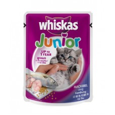 Whiskas Junior ชนิดเปียก รสปลาทู 85 g สำหรับลูกแมว 1-12 เดือน