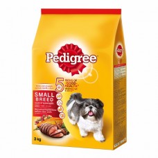 Pedigree ชนิดเม็ด รสเนื้อวัว เนื้อแกะ และผัก 3 kg สำหรับสุนัขพันธู์เล็ก