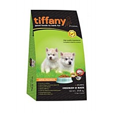 Tiffany ชนิดเม็ด(เม็ดใหญ่) สำหรับลูกสุนัขพันธุ์กลาง-ใหญ่ สูตรเนื้อไก่และข้าว(สีเขียว) 2.5 kg