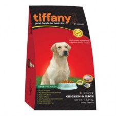 Tiffany ชนิดเม็ด(เม็ดใหญ่) สำหรับสุนัขโตพันธุ์กลาง-ใหญ่ สูตรเนื้อไก่และข้าว(สีแดง) 15 kg