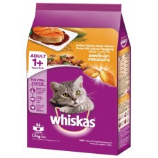 Whiskas ชนิดเม็ด รสสเต็กปลาแซลมอนย่าง 1.2 kg สูตรแมวโต