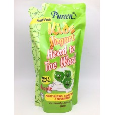 เพียวรีน Pureen Kids Yogurt เฮดทูโท วอช กลิ่นแอปเปิ้ล 600 ml. รีฟิล
